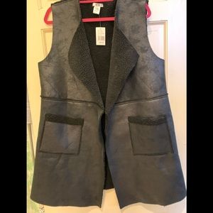 Faux suede vest black x-large